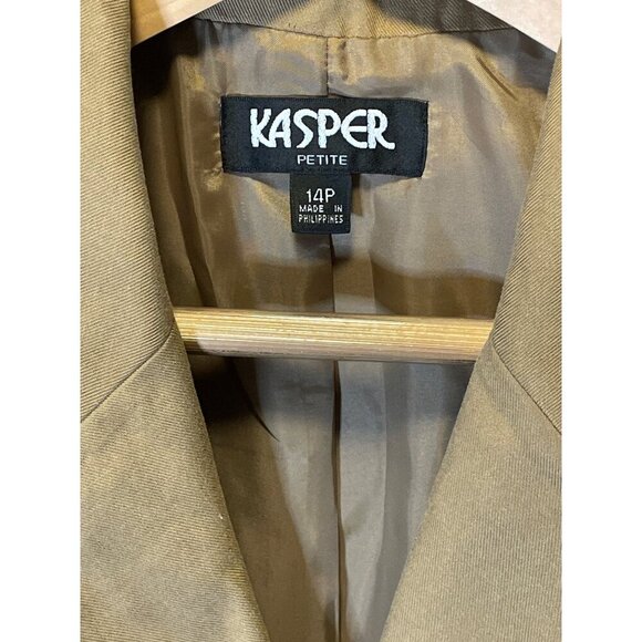 Kasper NWT Tan Brown Buttoned Blazer Sz 14P - Picture 5 of 7